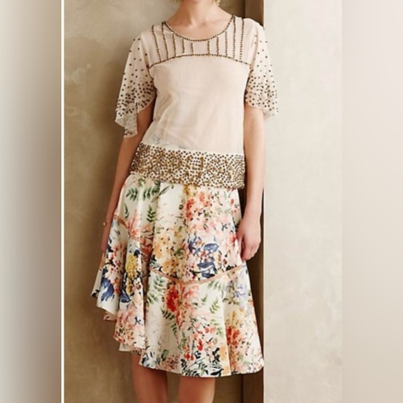 Anthropologie Ranna Gill Floral Asymmetrical Skirt - Picture 3 of 4